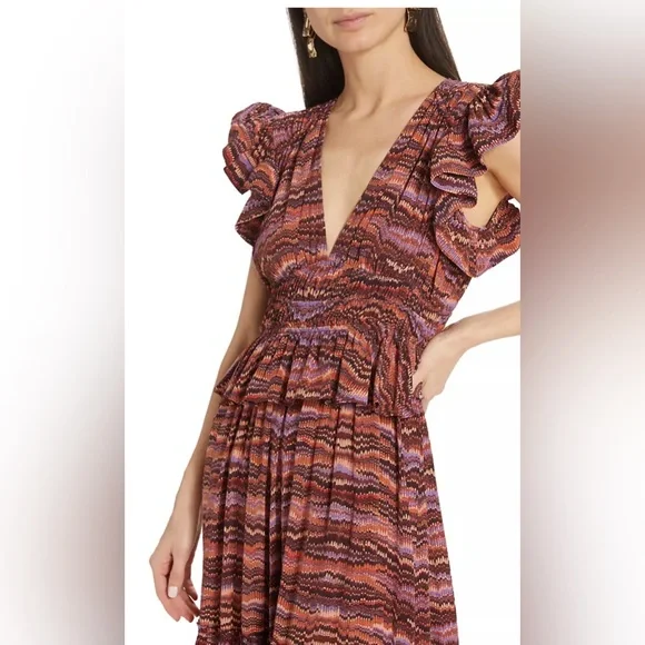 Ulla Johnson Bendetta Silk Midi-Dress NWT Size 4 color purple sapphire - Picture 3 of 5